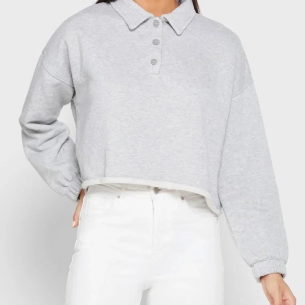 Aerie Cropped Collared Sunday Sweatshirt - Picture 5 of 6